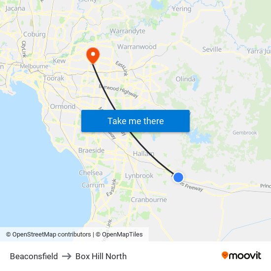 Beaconsfield to Box Hill North map