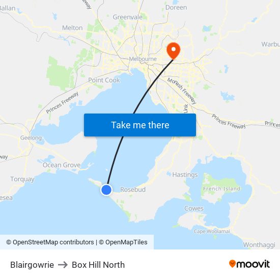 Blairgowrie to Box Hill North map