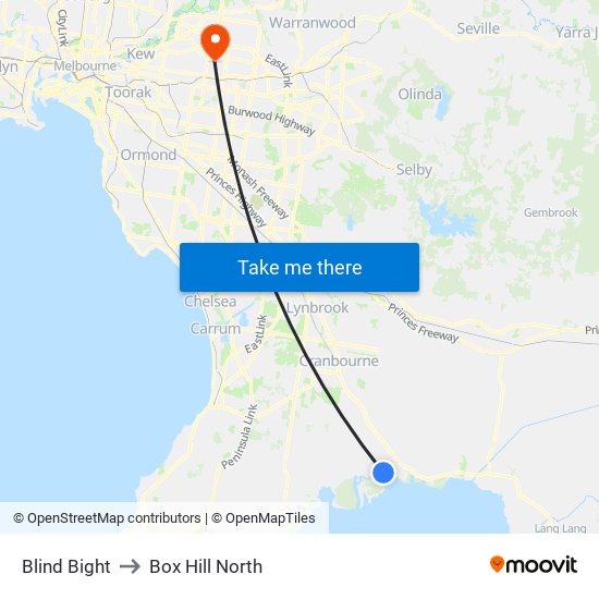 Blind Bight to Box Hill North map