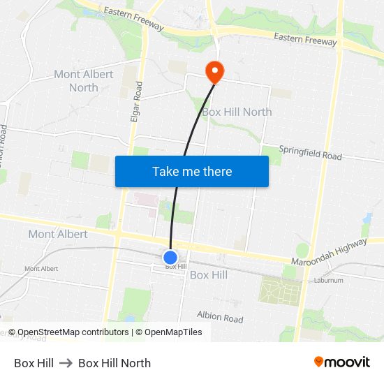 Box Hill to Box Hill North map