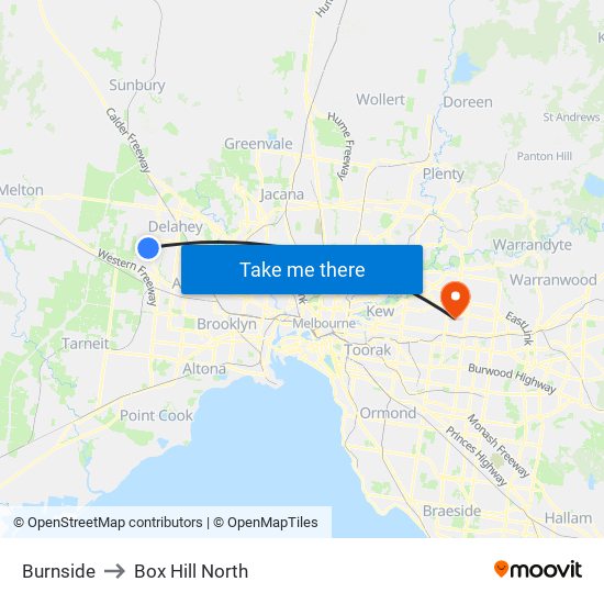 Burnside to Box Hill North map