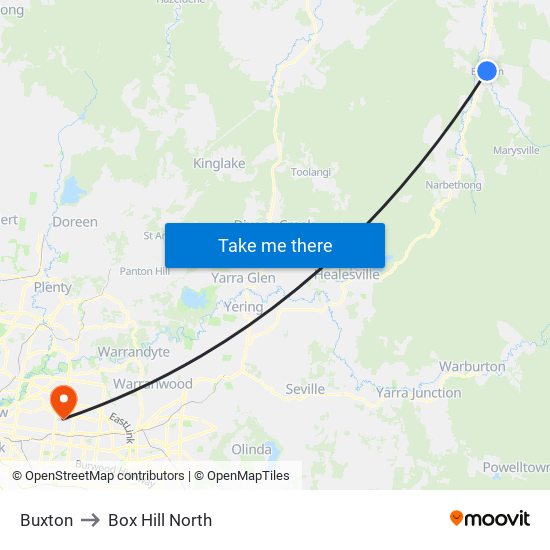 Buxton to Box Hill North map