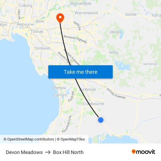 Devon Meadows to Box Hill North map