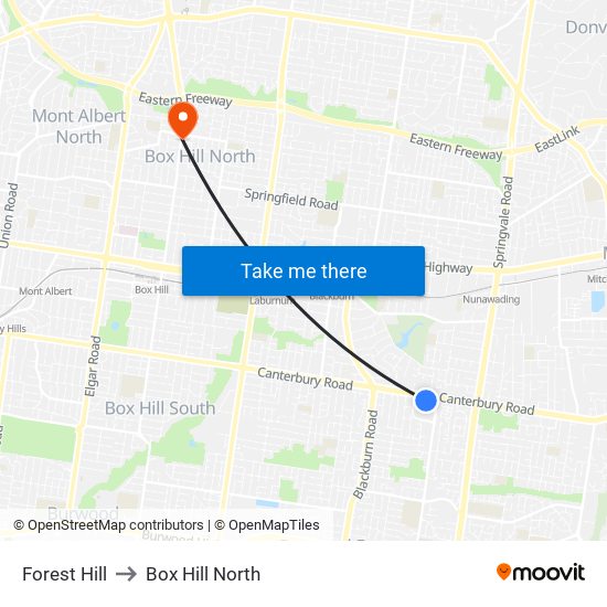 Forest Hill to Box Hill North map