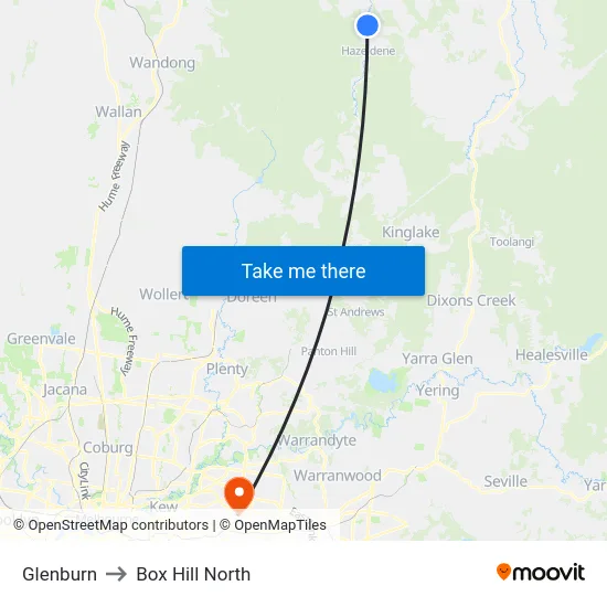 Glenburn to Box Hill North map