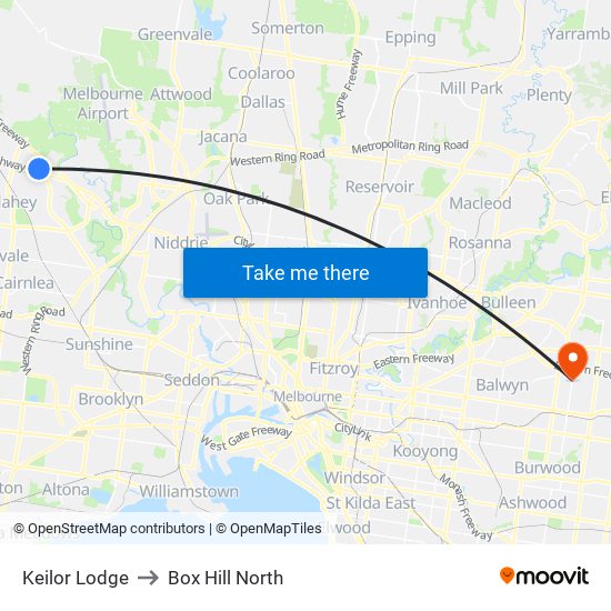Keilor Lodge to Box Hill North map