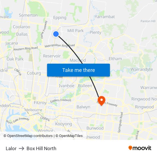 Lalor to Box Hill North map