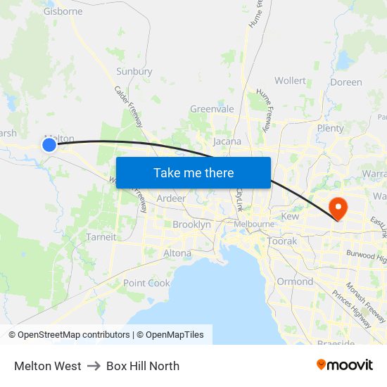 Melton West to Box Hill North map