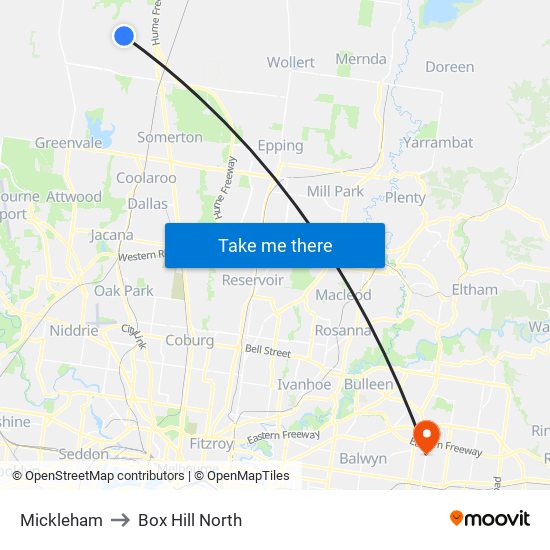 Mickleham to Box Hill North map