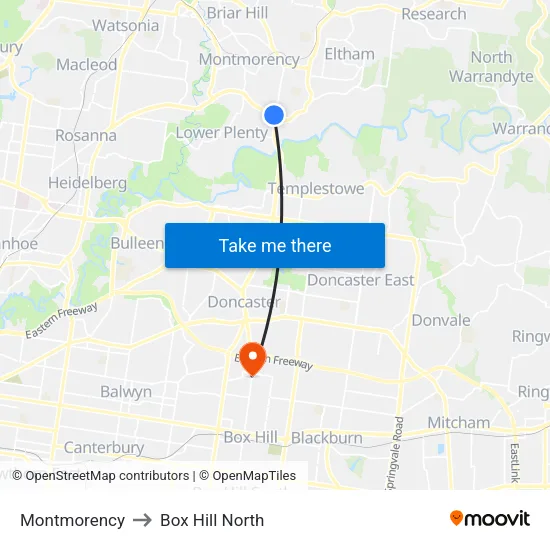 Montmorency to Box Hill North map
