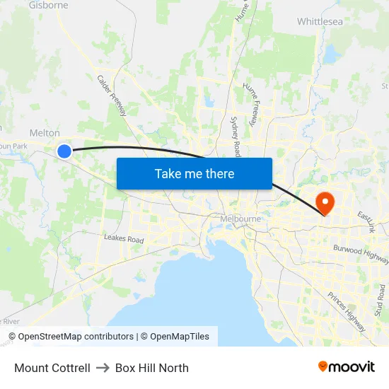 Mount Cottrell to Box Hill North map