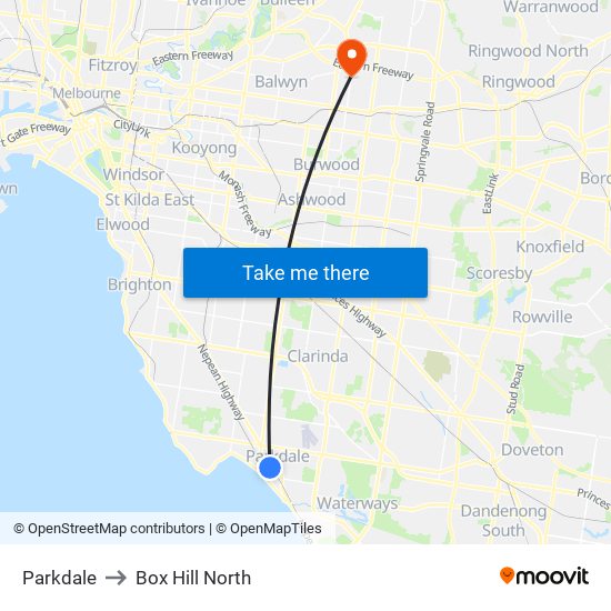 Parkdale to Box Hill North map