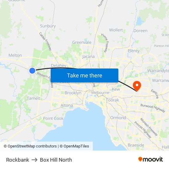 Rockbank to Box Hill North map