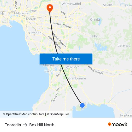 Tooradin to Box Hill North map