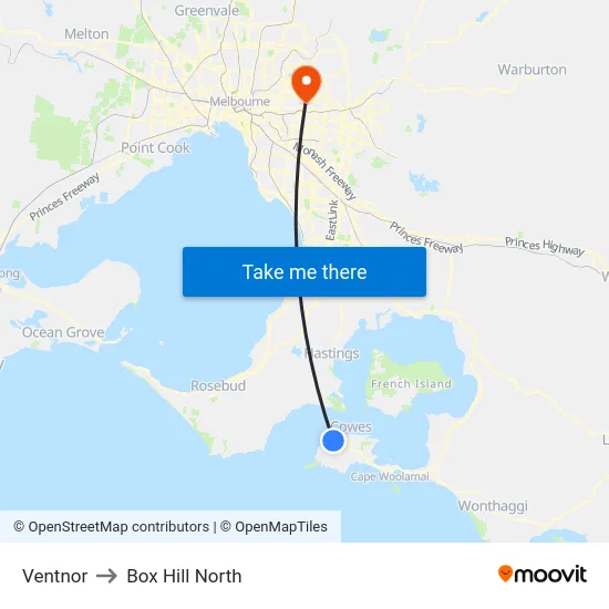Ventnor to Box Hill North map