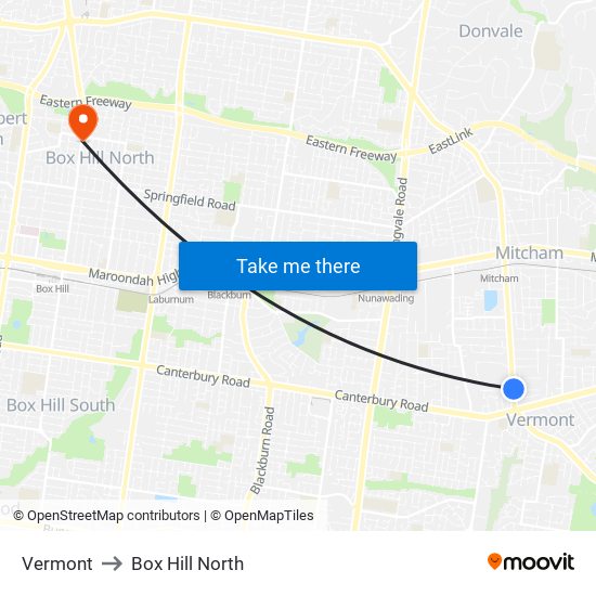 Vermont to Box Hill North map