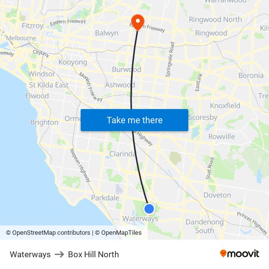 Waterways to Box Hill North map