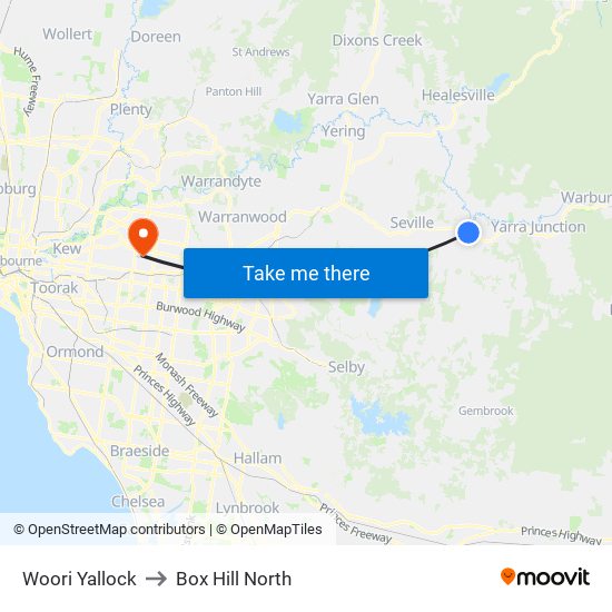 Woori Yallock to Box Hill North map