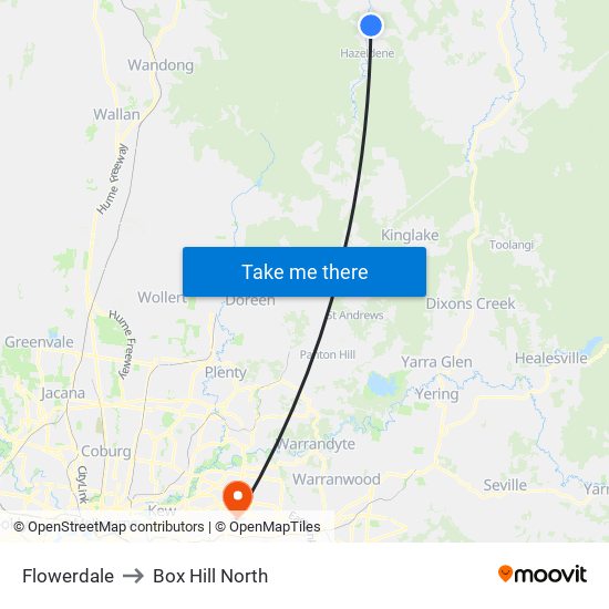 Flowerdale to Box Hill North map