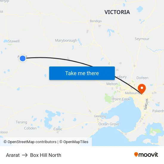 Ararat to Box Hill North map
