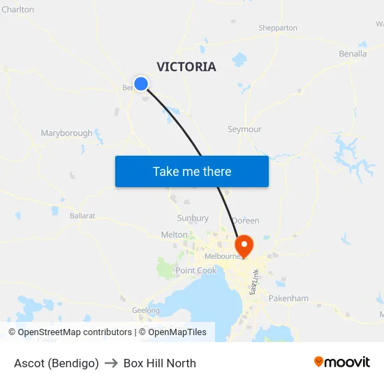 Ascot (Bendigo) to Box Hill North map