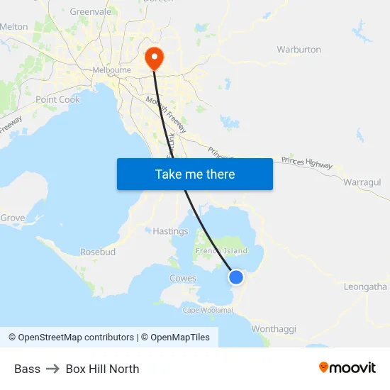 Bass to Box Hill North map