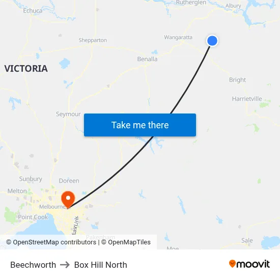 Beechworth to Box Hill North map