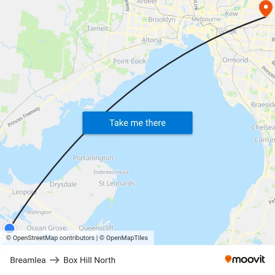 Breamlea to Box Hill North map