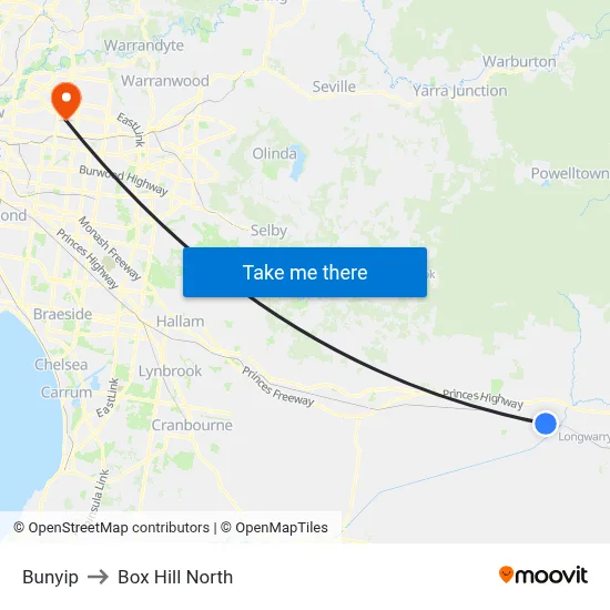 Bunyip to Box Hill North map
