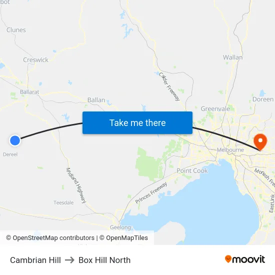 Cambrian Hill to Box Hill North map
