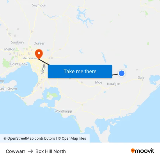Cowwarr to Box Hill North map