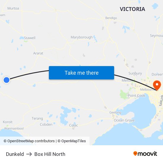 Dunkeld to Box Hill North map