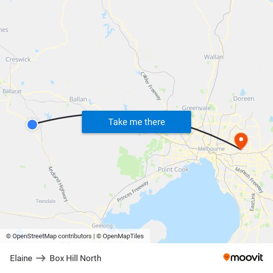 Elaine to Box Hill North map