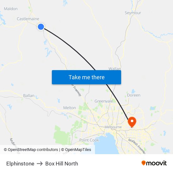 Elphinstone to Box Hill North map