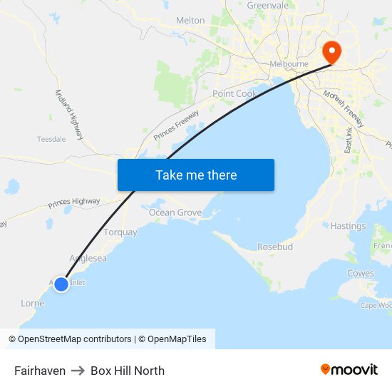 Fairhaven to Box Hill North map