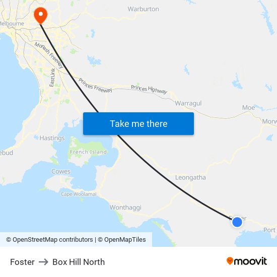 Foster to Box Hill North map