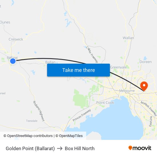 Golden Point (Ballarat) to Box Hill North map