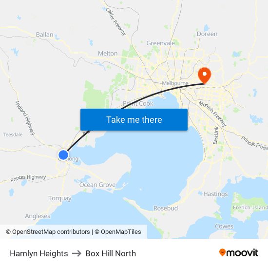 Hamlyn Heights to Box Hill North map