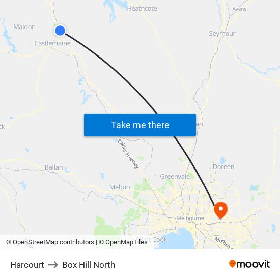 Harcourt to Box Hill North map