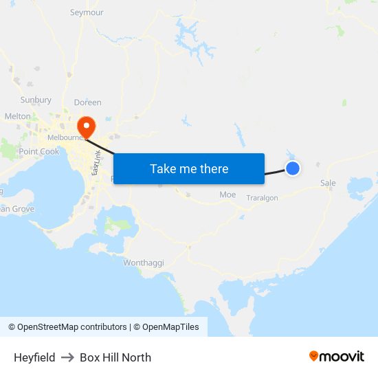 Heyfield to Box Hill North map