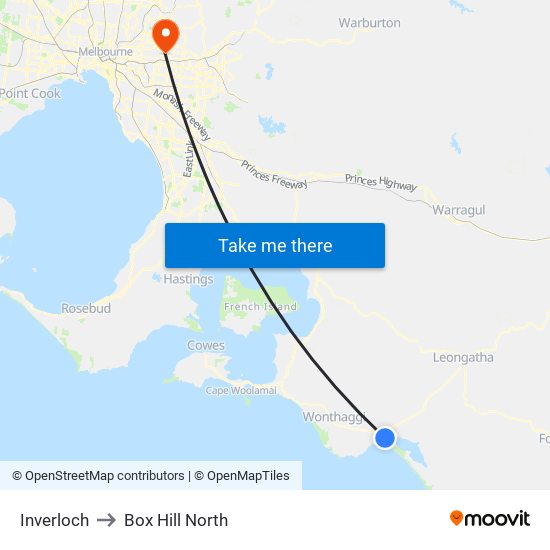 Inverloch to Box Hill North map