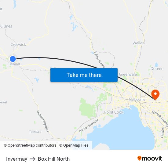 Invermay to Box Hill North map