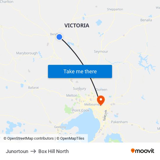 Junortoun to Box Hill North map