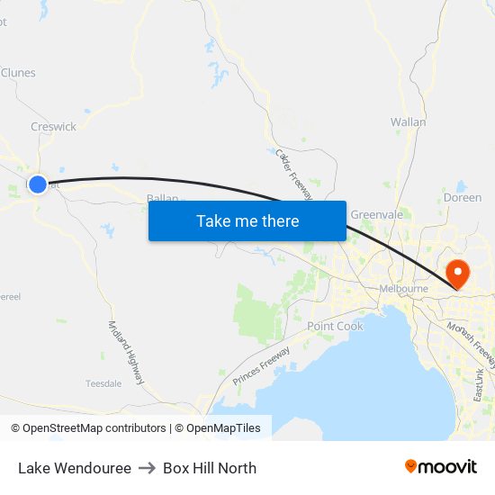 Lake Wendouree to Box Hill North map