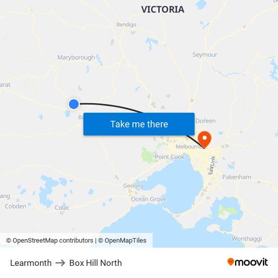 Learmonth to Box Hill North map