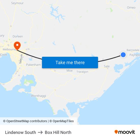 Lindenow South to Box Hill North map