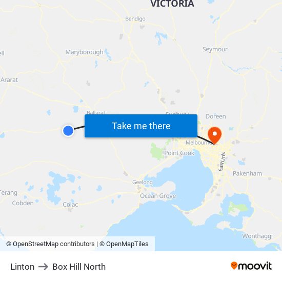 Linton to Box Hill North map