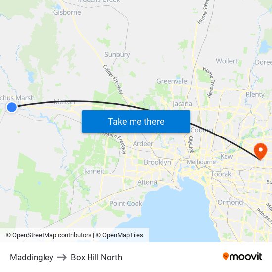 Maddingley to Box Hill North map