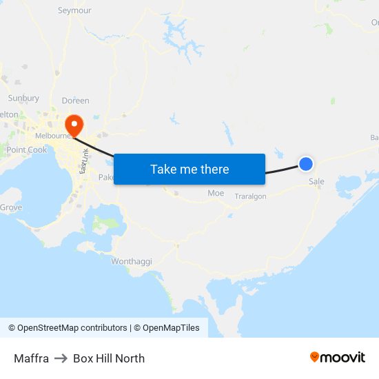 Maffra to Box Hill North map