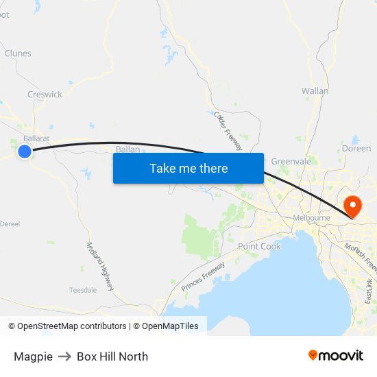 Magpie to Box Hill North map